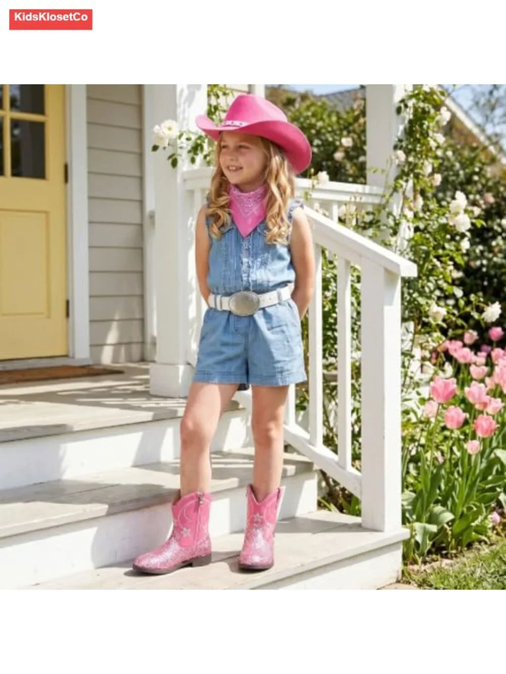 Girls Boys Western Boots - Faux Leather Cowboy Boots with Side Zipper
